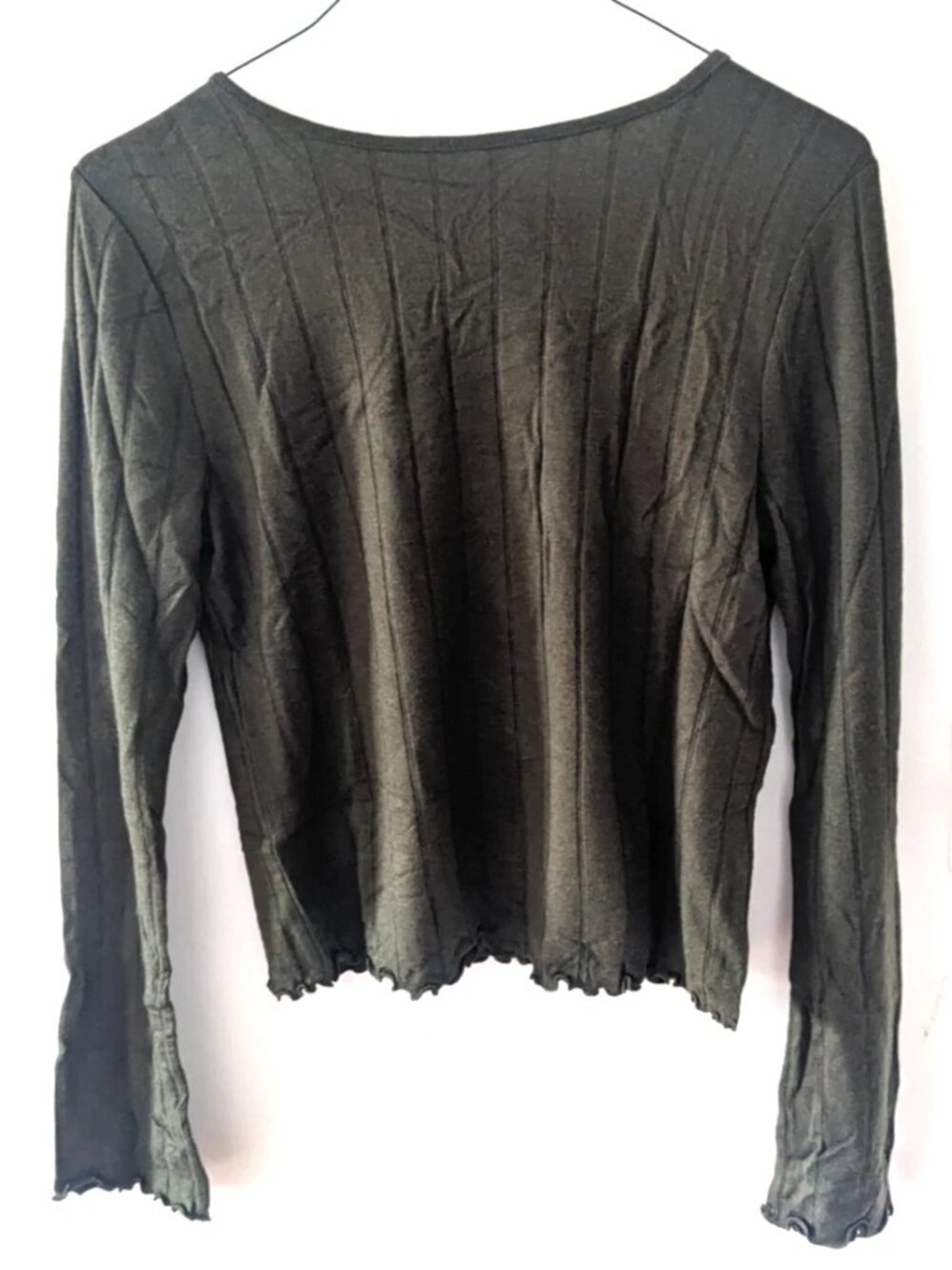 Dark-green sweater top open back Womens Size XL olive military army green y2k